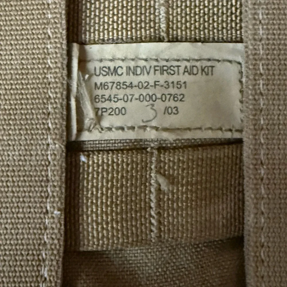 USMC Individual First Aid Kit Canvas W-Front Clasp